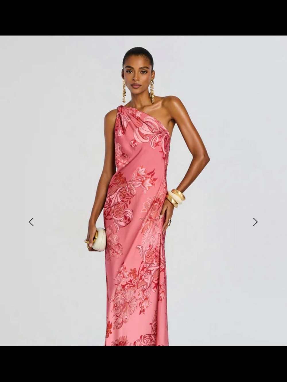 RETROFETE / HEMANT & NANDITA Pink One-Shoulder Floral Evening Gown - Picture 3 of 3